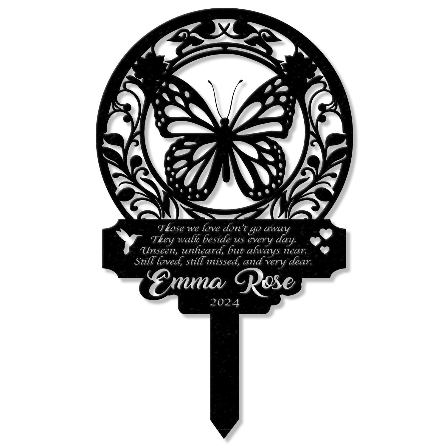 Personalized Memorial Stake Metal, Butterfly Memorial Stake, In Loving Memorial, Remembrance Stake, Sympathy Gift, Outdoor Grave Marker