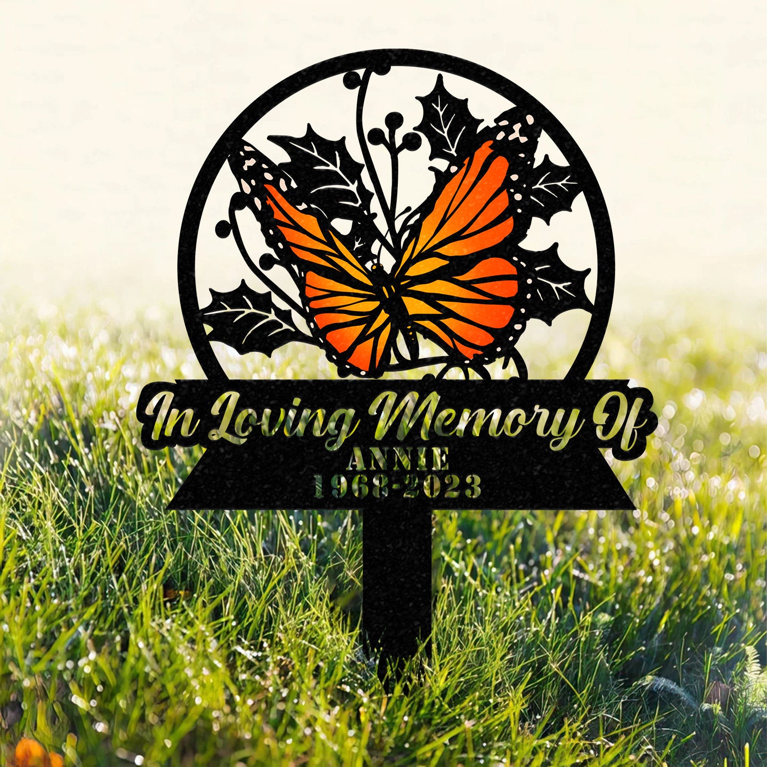 Personalized Memorial Stake Metal, Butterfly Memorial Stake, In Loving Memorial, Remembrance Stake, Sympathy Gift, Outdoor Grave Marker