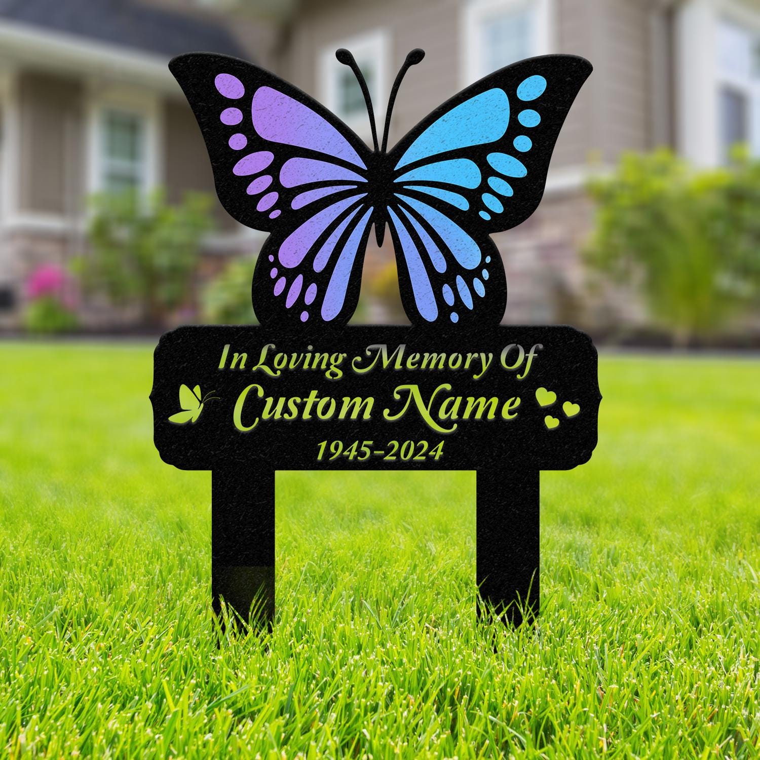 Personalized Memorial Stake Metal, Butterfly Memorial Stake, In Loving Memorial, Remembrance Stake, Sympathy Gift, Outdoor Grave Marker