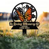 Personalized Memorial Stake Metal, Butterfly Memorial Stake, In Loving Memorial, Remembrance Stake, Sympathy Gift, Outdoor Grave Marker