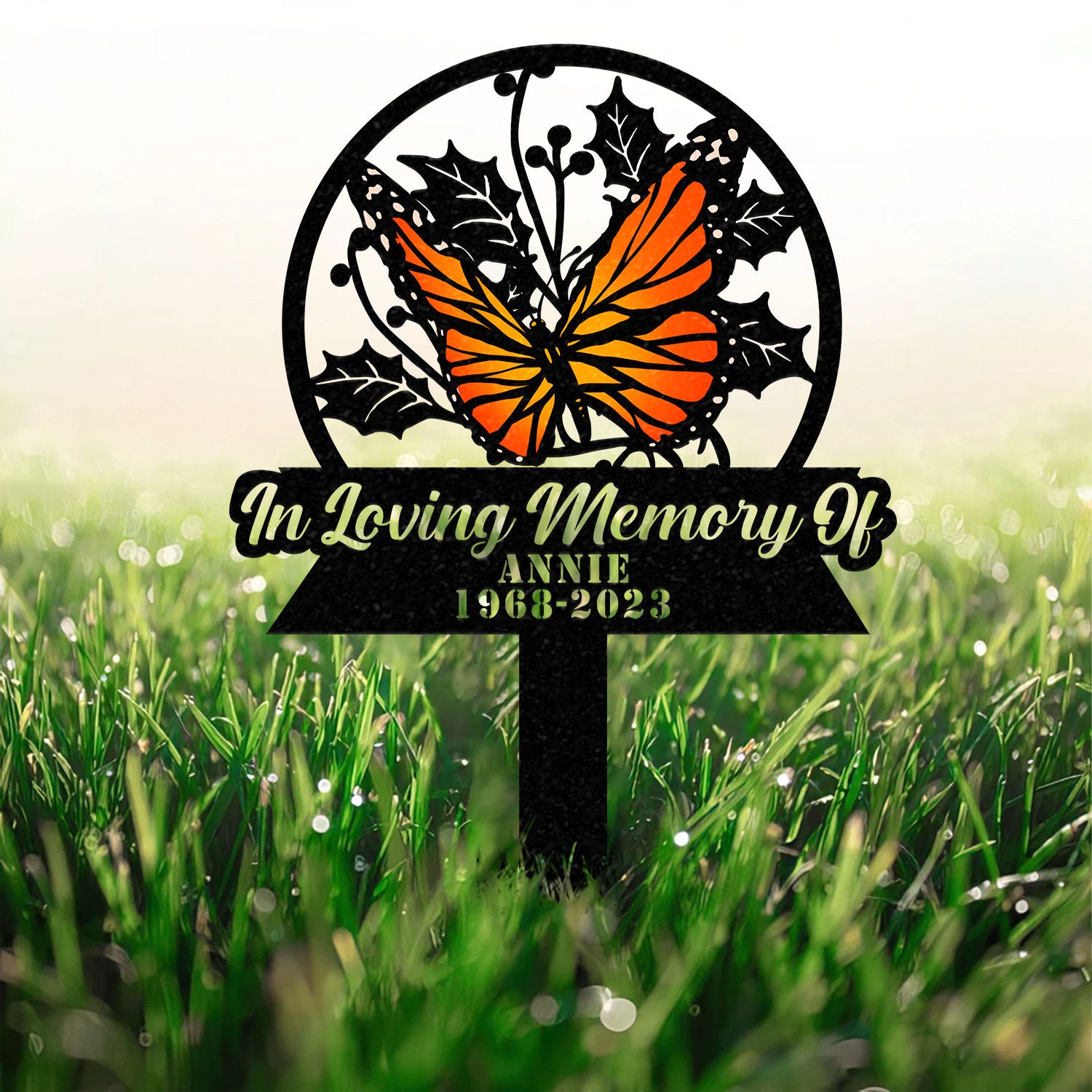Personalized Memorial Stake Metal, Butterfly Memorial Stake, In Loving Memorial, Remembrance Stake, Sympathy Gift, Outdoor Grave Marker