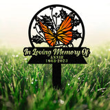 Personalized Memorial Stake Metal, Butterfly Memorial Stake, In Loving Memorial, Remembrance Stake, Sympathy Gift, Outdoor Grave Marker
