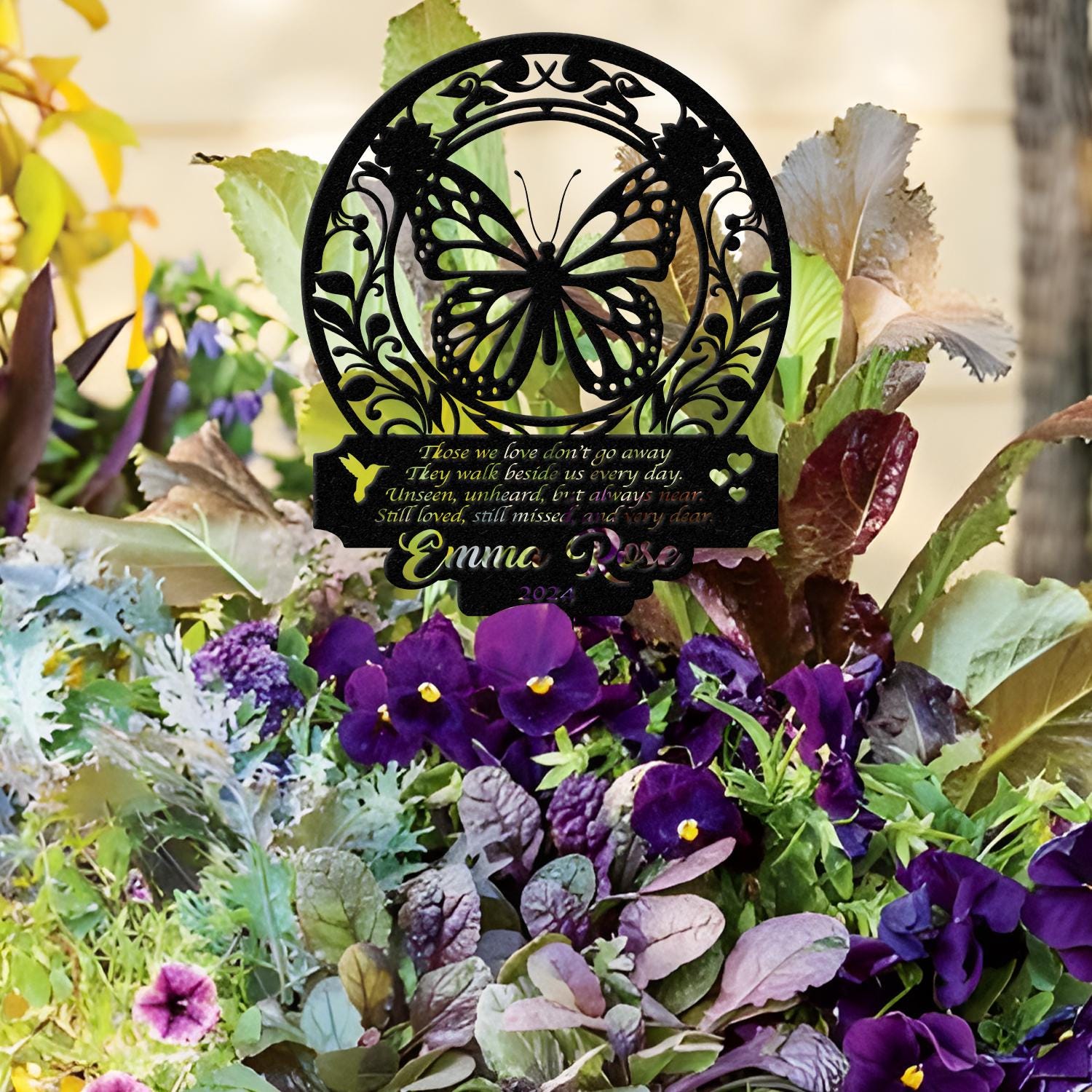 Personalized Memorial Stake Metal, Butterfly Memorial Stake, In Loving Memorial, Remembrance Stake, Sympathy Gift, Outdoor Grave Marker