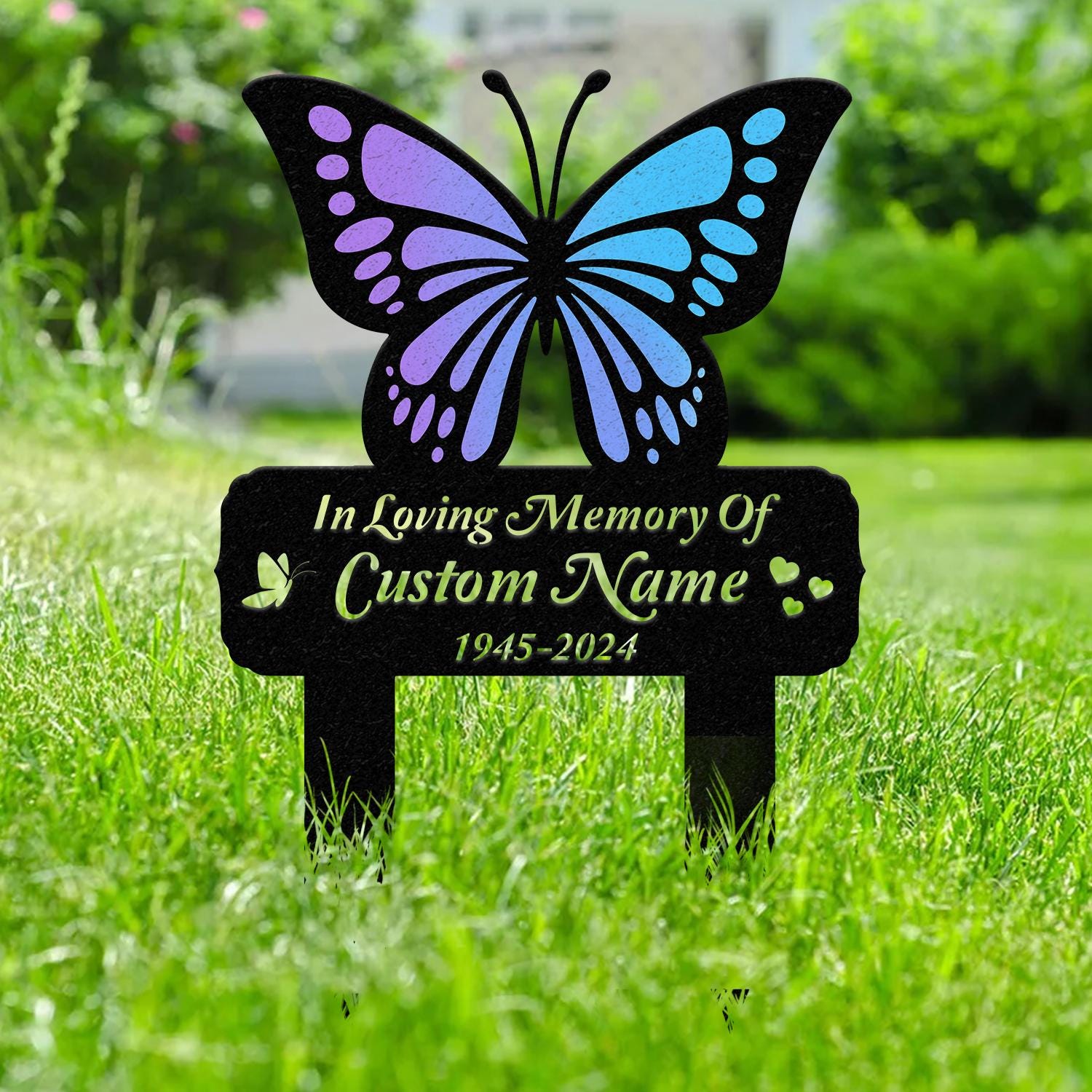 Personalized Memorial Stake Metal, Butterfly Memorial Stake, In Loving Memorial, Remembrance Stake, Sympathy Gift, Outdoor Grave Marker
