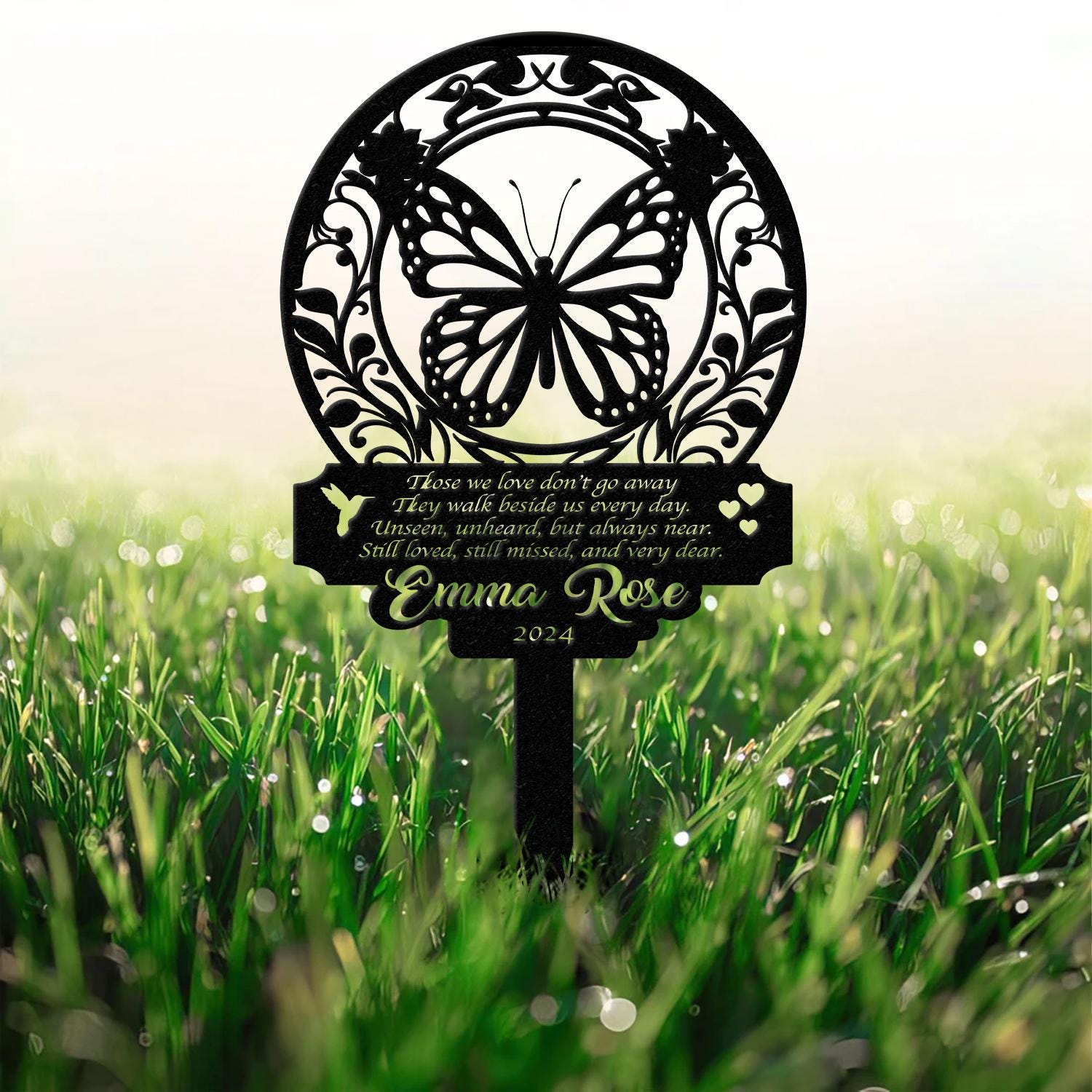 Personalized Memorial Stake Metal, Butterfly Memorial Stake, In Loving Memorial, Remembrance Stake, Sympathy Gift, Outdoor Grave Marker