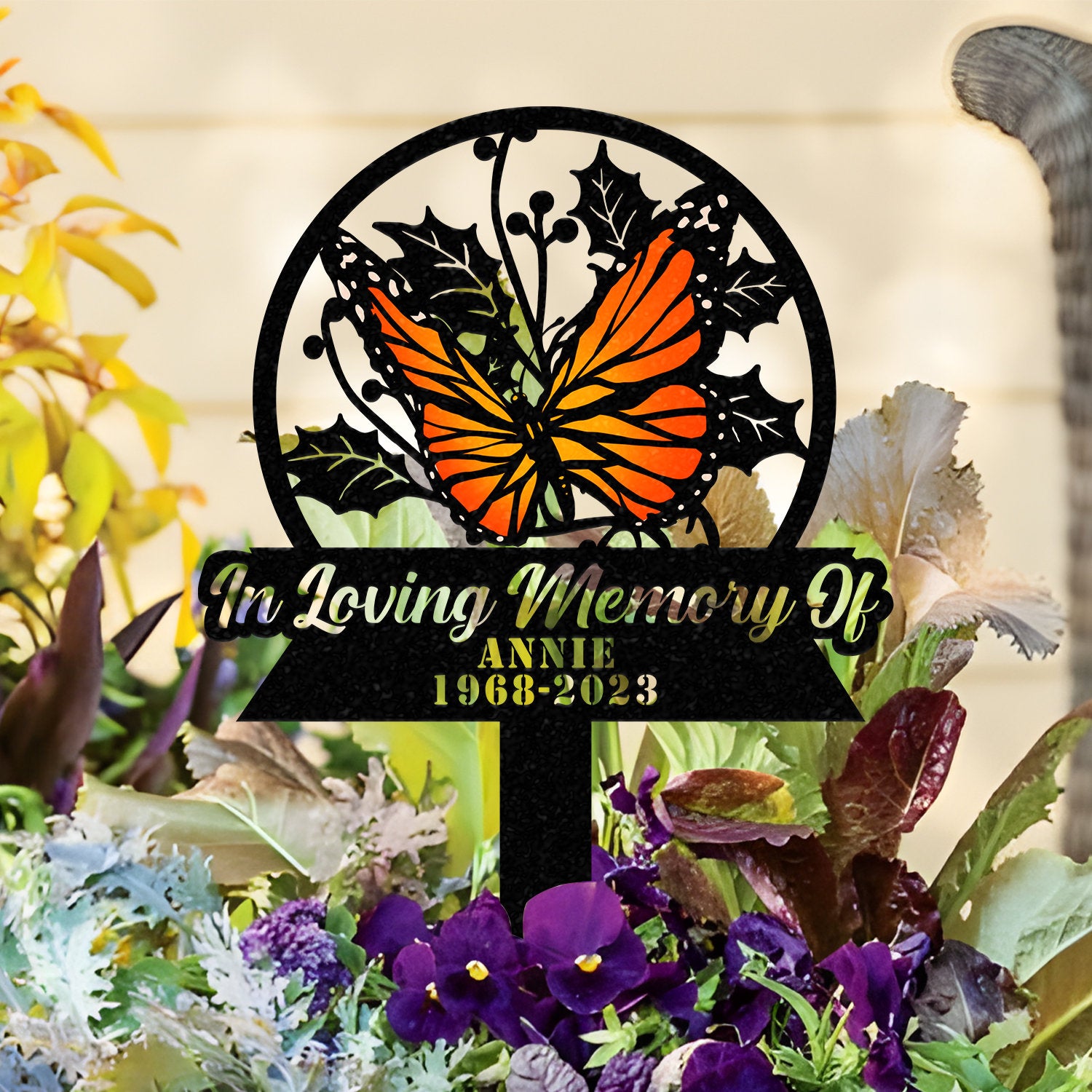 Personalized Memorial Stake Metal, Butterfly Memorial Stake, In Loving Memorial, Remembrance Stake, Sympathy Gift, Outdoor Grave Marker