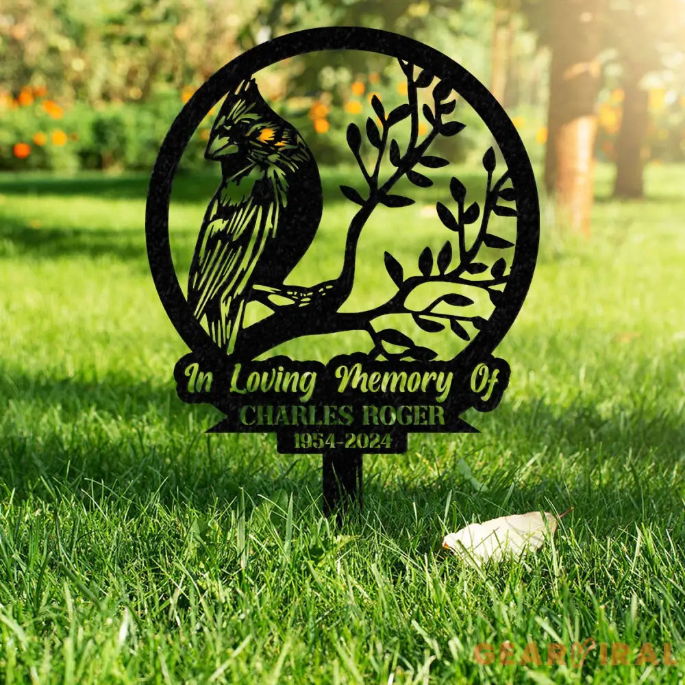 Personalized Memorial Stake Metal Cardinal Garden Stakes Cardinals Appear Grave Marker Remembrance Stake Garden Decor