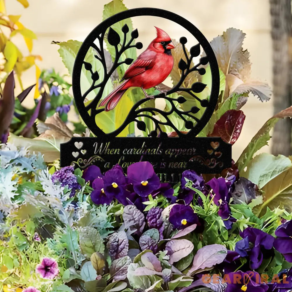 Personalized Memorial Stake Metal Cardinal Garden Stakes Cardinals Appear Grave Marker Remembrance Stake Garden Decor