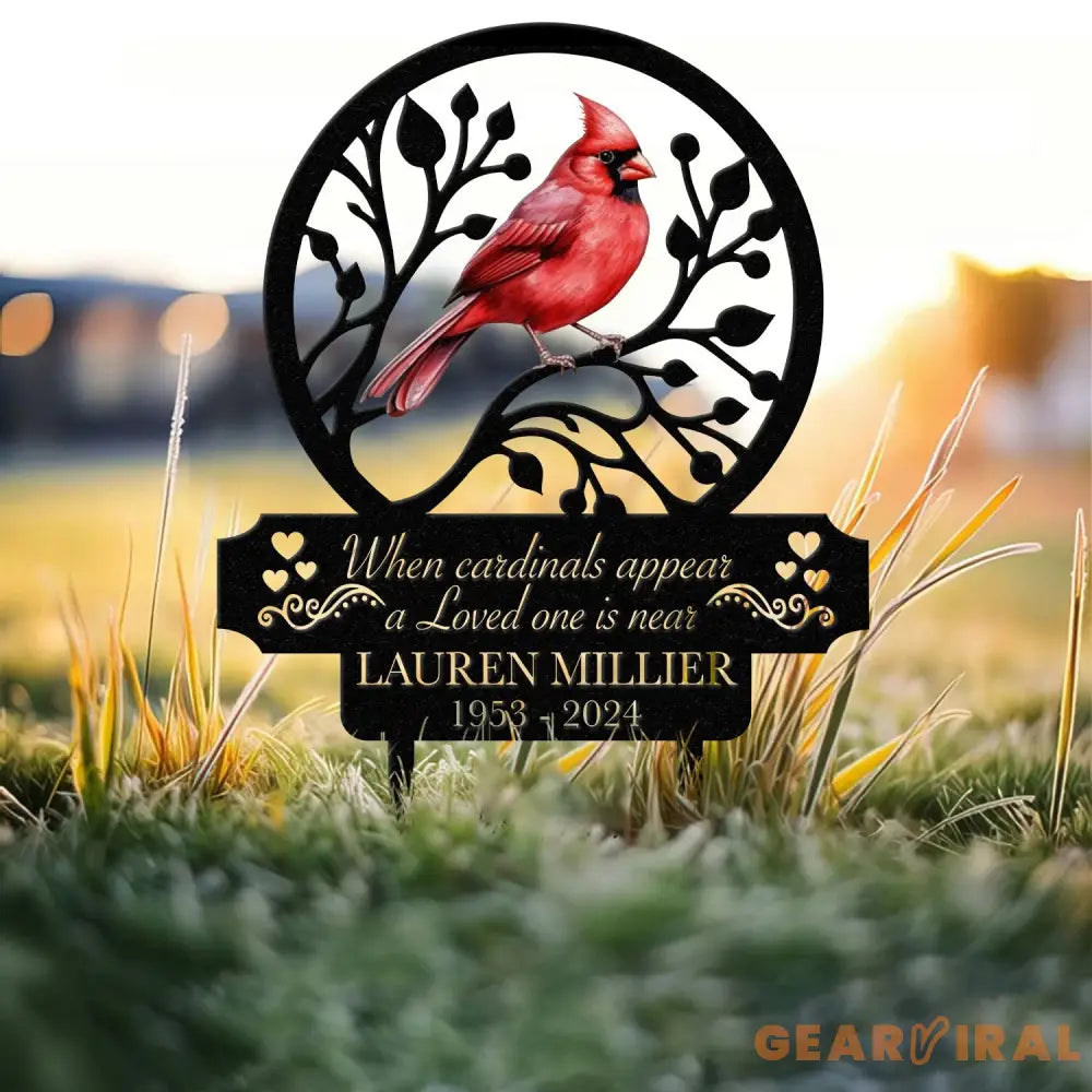 Personalized Memorial Stake Metal Cardinal Garden Stakes Cardinals Appear Grave Marker Remembrance Stake Garden Decor