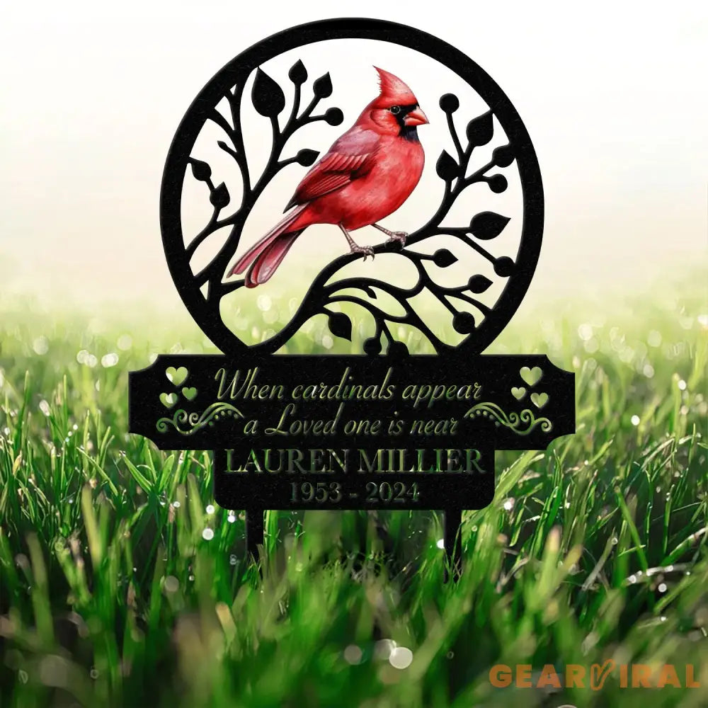 Personalized Memorial Stake Metal Cardinal Garden Stakes Cardinals Appear Grave Marker Remembrance Stake Garden Decor