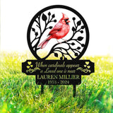 Personalized Memorial Stake Metal Cardinal Garden Stakes Cardinals Appear Grave Marker Remembrance Stake Garden Decor