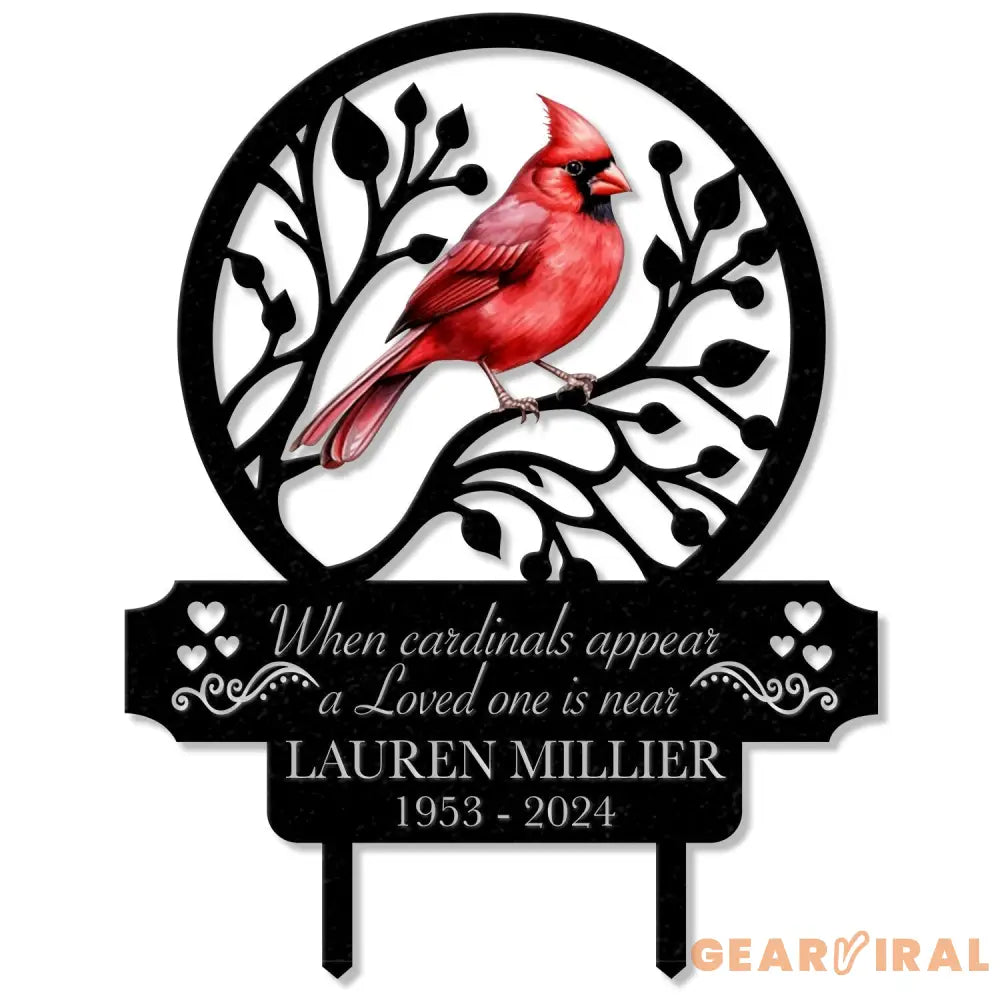 Personalized Memorial Stake Metal Cardinal Garden Stakes Cardinals Appear Grave Marker Remembrance Stake Garden Decor