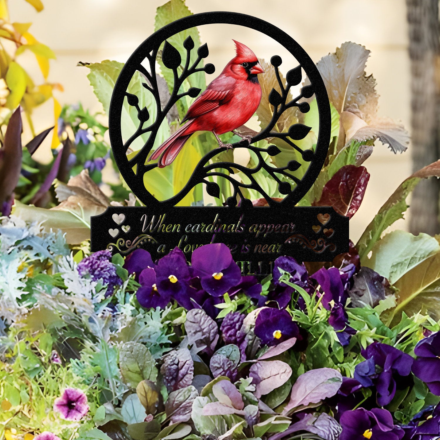 Personalized Memorial Stake Metal, Cardinal Garden Stakes, Cardinals Appear, Grave Marker, Remembrance Stake, Garden Decor, Outdoor Sign