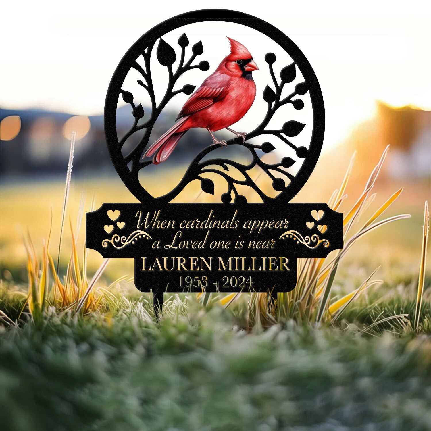 Personalized Memorial Stake Metal, Cardinal Garden Stakes, Cardinals Appear, Grave Marker, Remembrance Stake, Garden Decor, Outdoor Sign