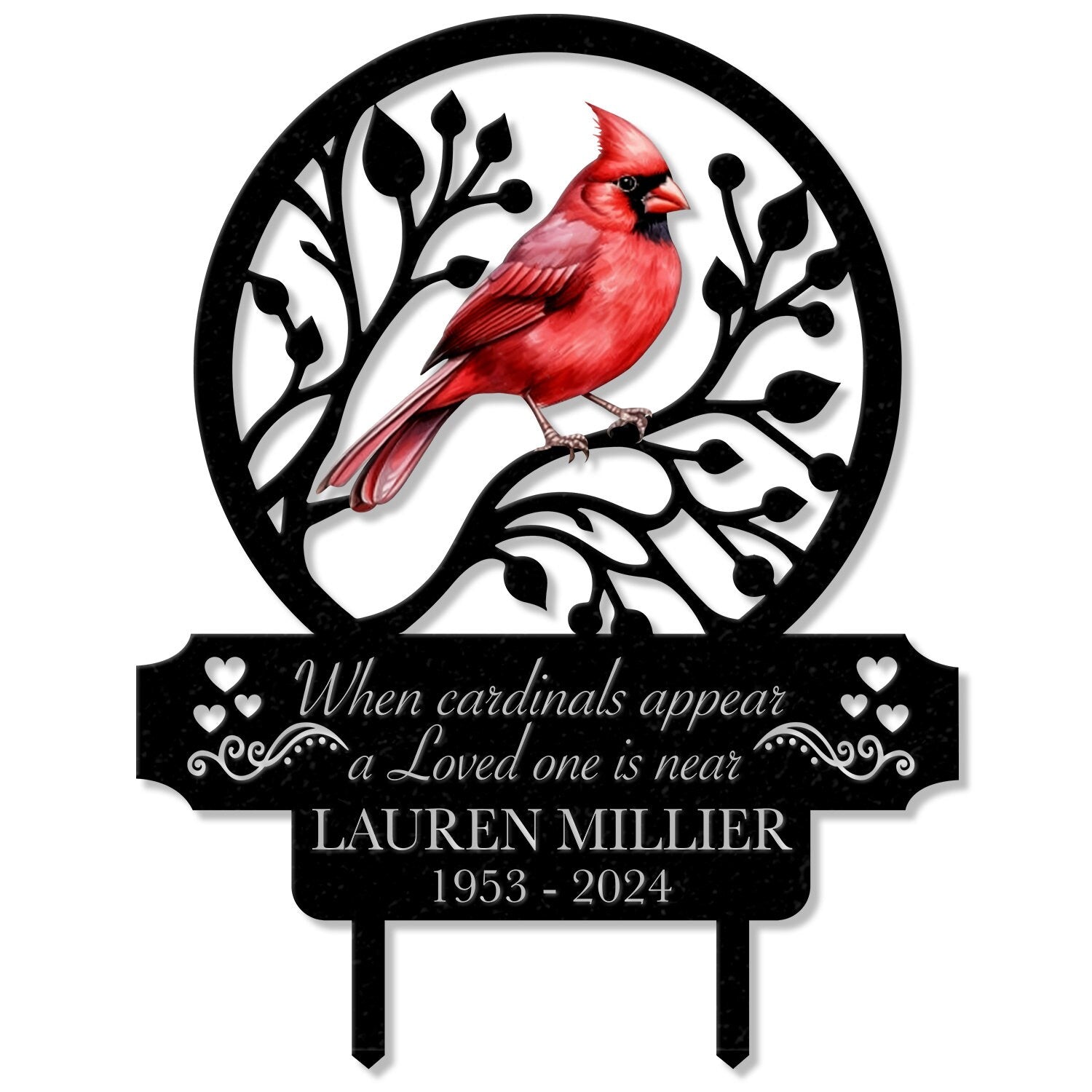Personalized Memorial Stake Metal, Cardinal Garden Stakes, Cardinals Appear, Grave Marker, Remembrance Stake, Garden Decor, Outdoor Sign