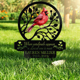 Personalized Memorial Stake Metal, Cardinal Garden Stakes, Cardinals Appear, Grave Marker, Remembrance Stake, Garden Decor, Outdoor Sign