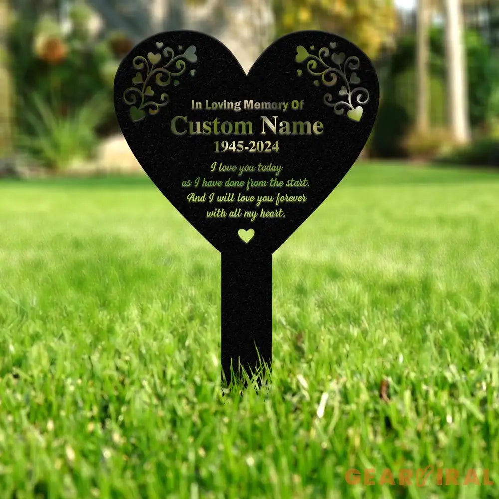 Personalized Memorial Stake Metal Heart Memorial Stake In Loving Memorial Remembrance Stake Sympathy Gift Outdoor Grave
