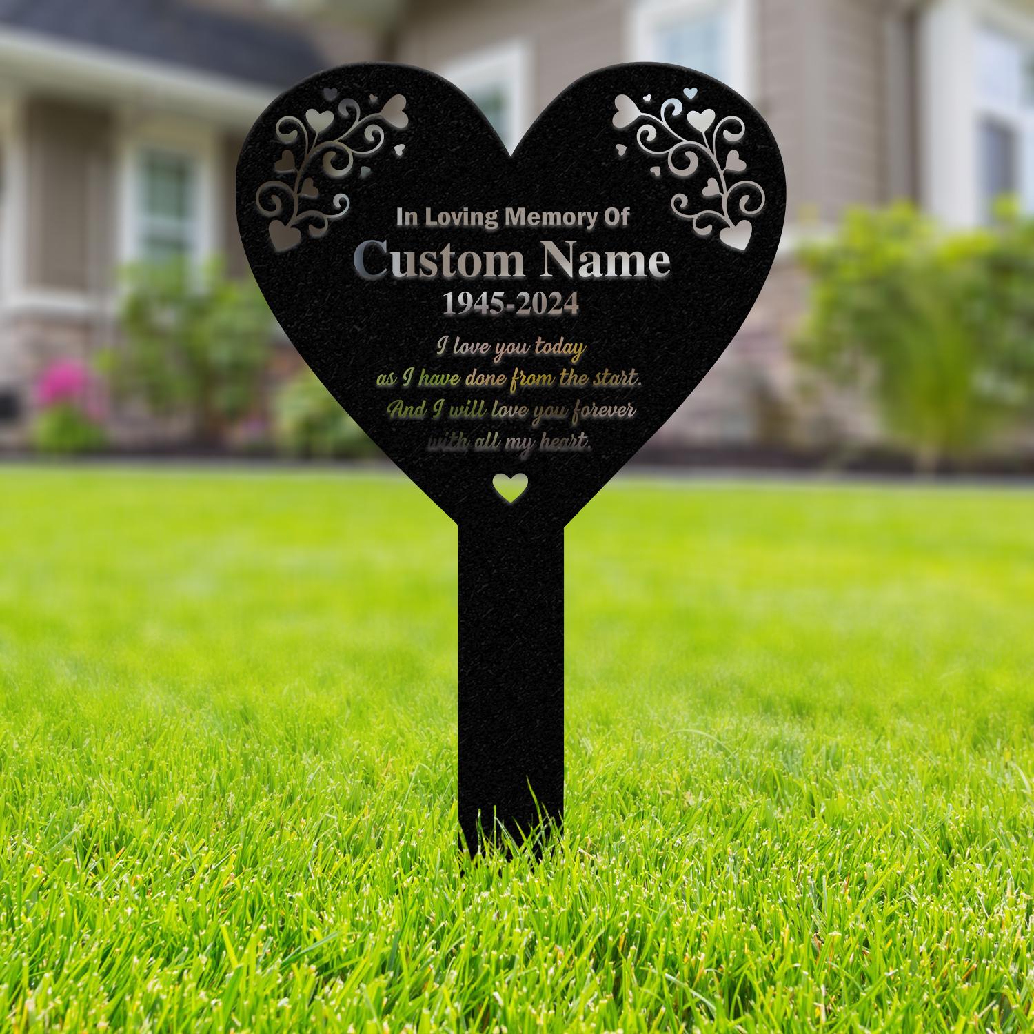 Personalized Memorial Stake Metal, Heart Memorial Stake, In Loving Memorial, Remembrance Stake, Sympathy Gift, Outdoor Grave Marker