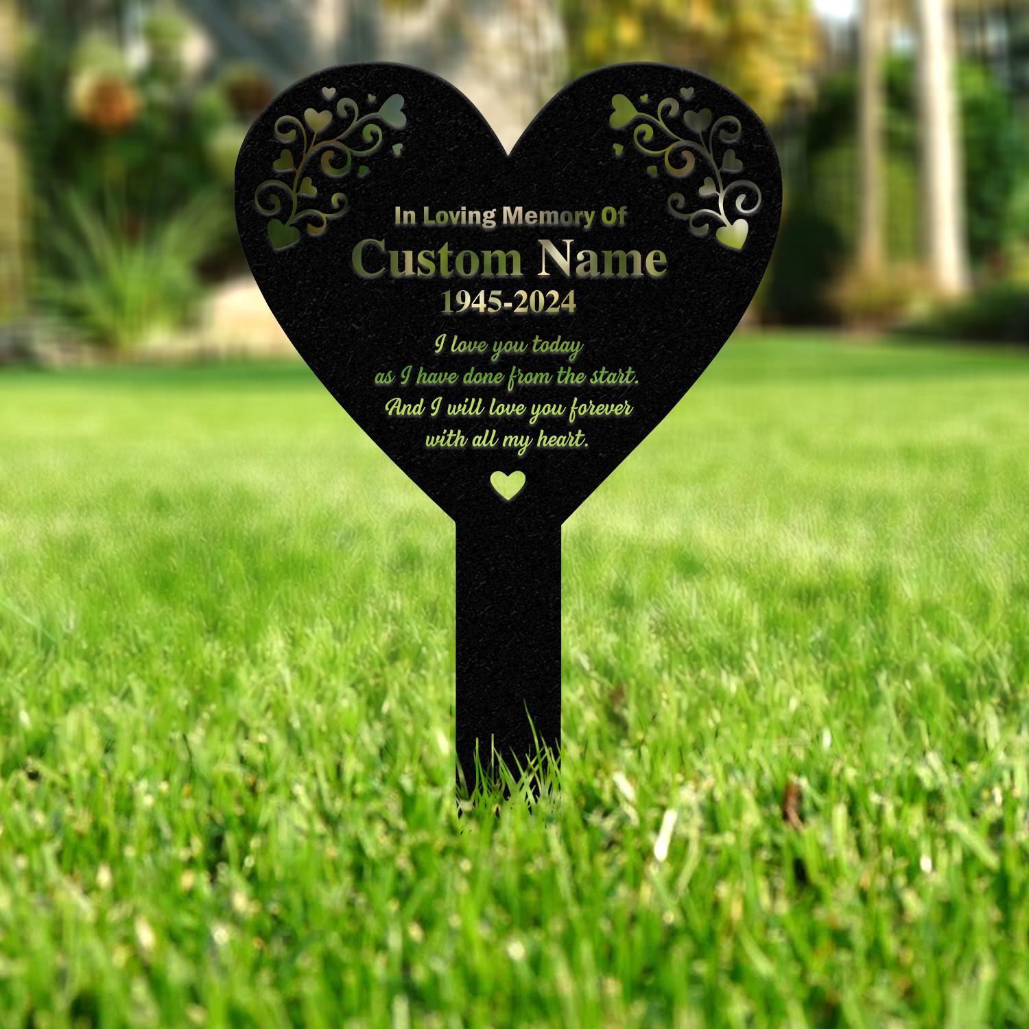 Personalized Memorial Stake Metal, Heart Memorial Stake, In Loving Memorial, Remembrance Stake, Sympathy Gift, Outdoor Grave Marker
