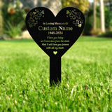 Personalized Memorial Stake Metal, Heart Memorial Stake, In Loving Memorial, Remembrance Stake, Sympathy Gift, Outdoor Grave Marker