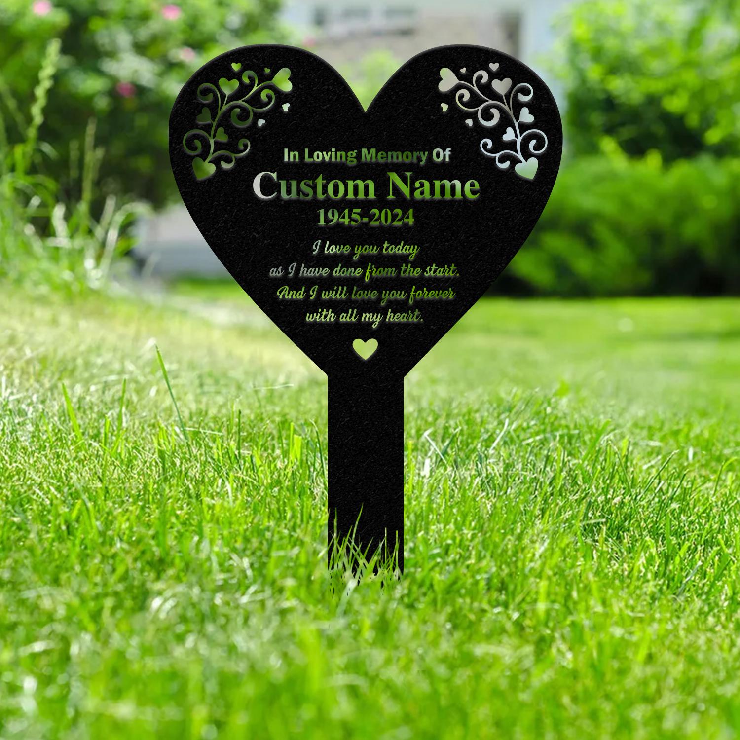 Personalized Memorial Stake Metal, Heart Memorial Stake, In Loving Memorial, Remembrance Stake, Sympathy Gift, Outdoor Grave Marker