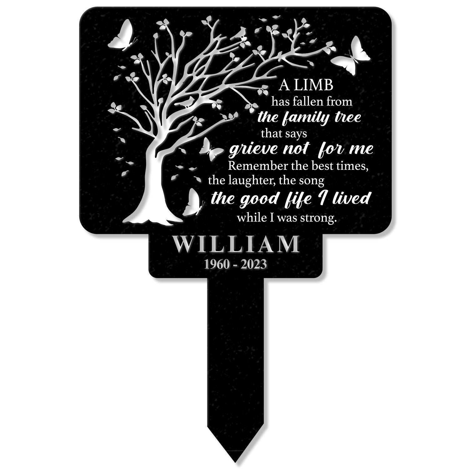 Personalized Memorial Stake Metal, Tree Of Life Memorial Stake, In Loving Memorial, Remembrance Stake, Sympathy Gift, Outdoor Grave Marker