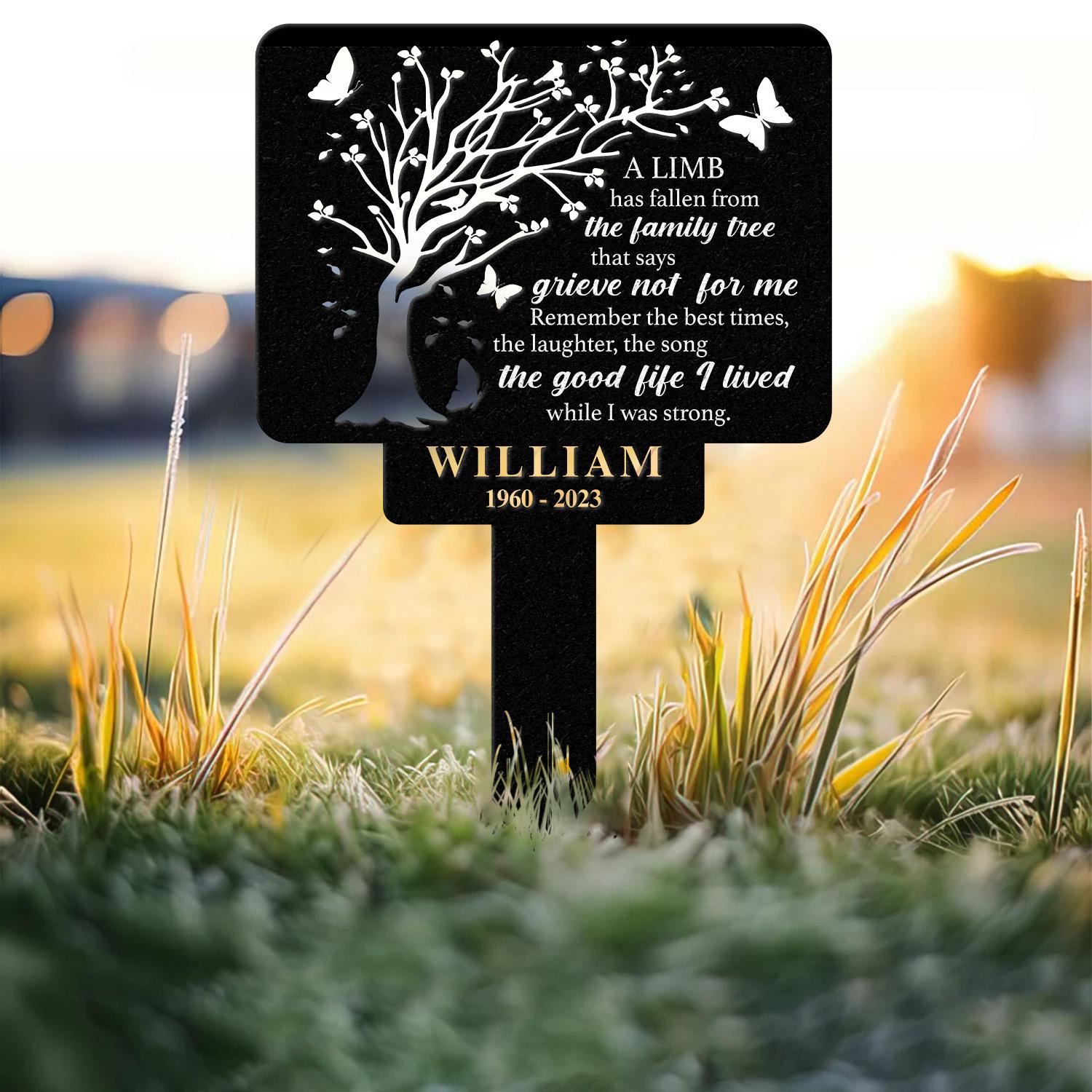 Personalized Memorial Stake Metal, Tree Of Life Memorial Stake, In Loving Memorial, Remembrance Stake, Sympathy Gift, Outdoor Grave Marker