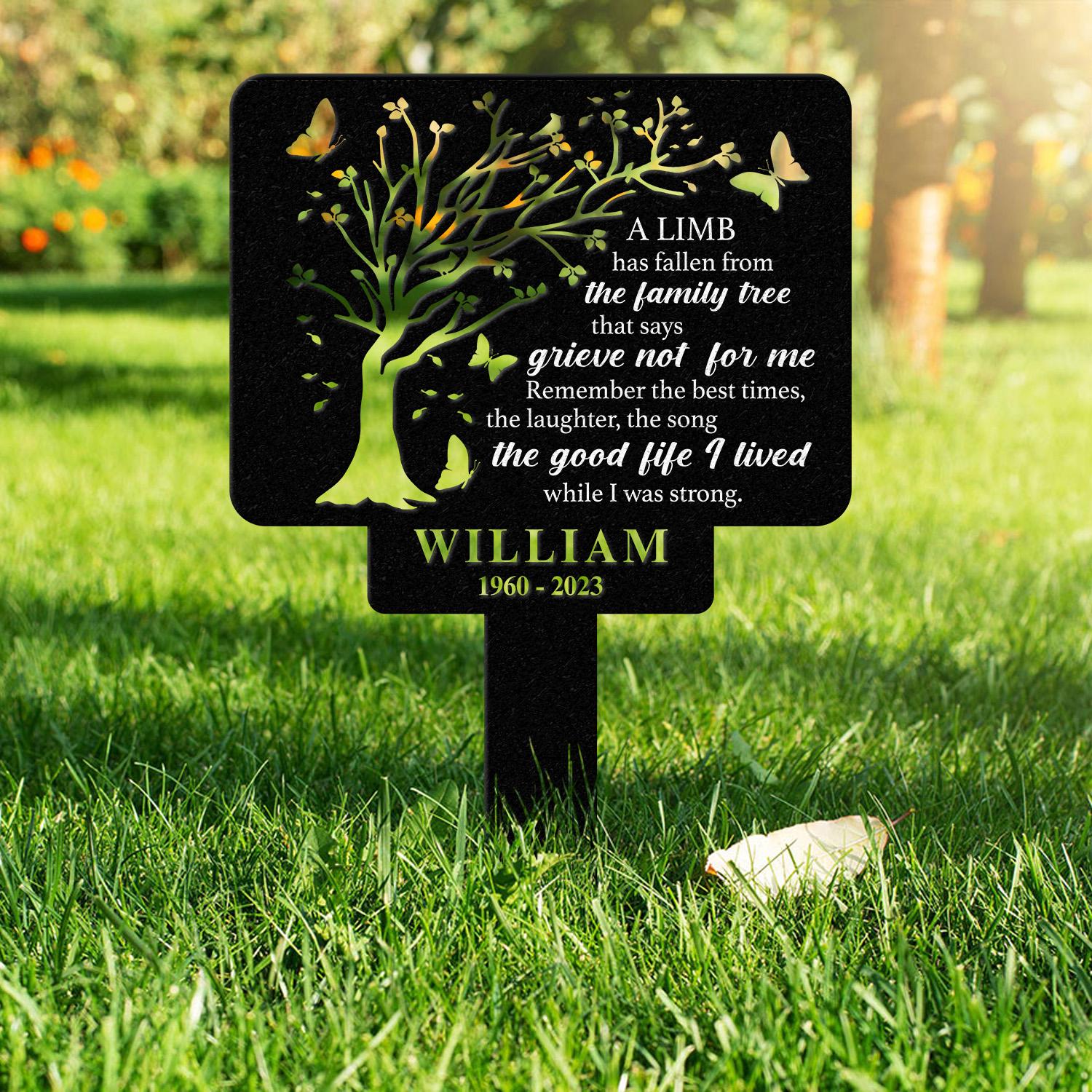 Personalized Memorial Stake Metal, Tree Of Life Memorial Stake, In Loving Memorial, Remembrance Stake, Sympathy Gift, Outdoor Grave Marker