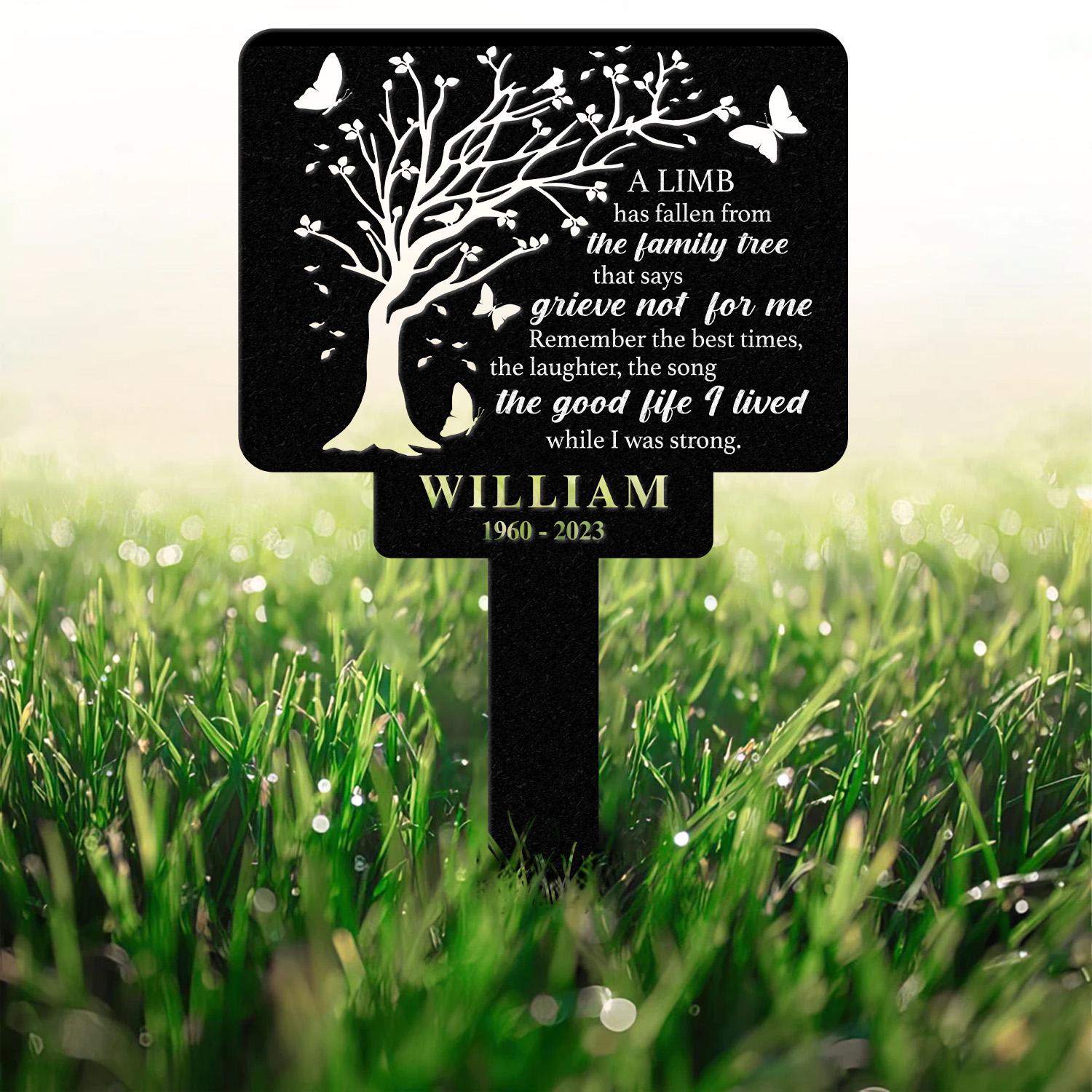 Personalized Memorial Stake Metal, Tree Of Life Memorial Stake, In Loving Memorial, Remembrance Stake, Sympathy Gift, Outdoor Grave Marker