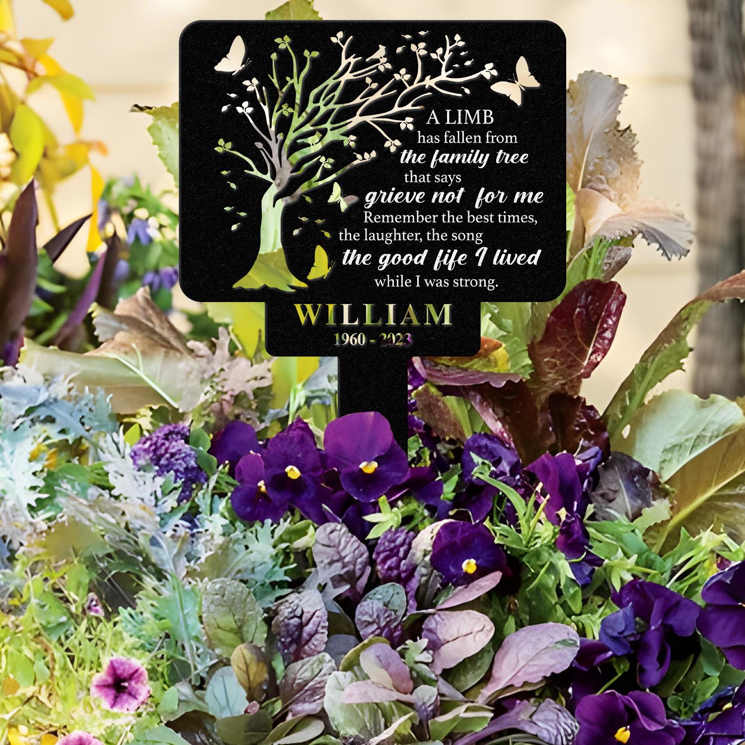 Personalized Memorial Stake Metal, Tree Of Life Memorial Stake, In Loving Memorial, Remembrance Stake, Sympathy Gift, Outdoor Grave Marker