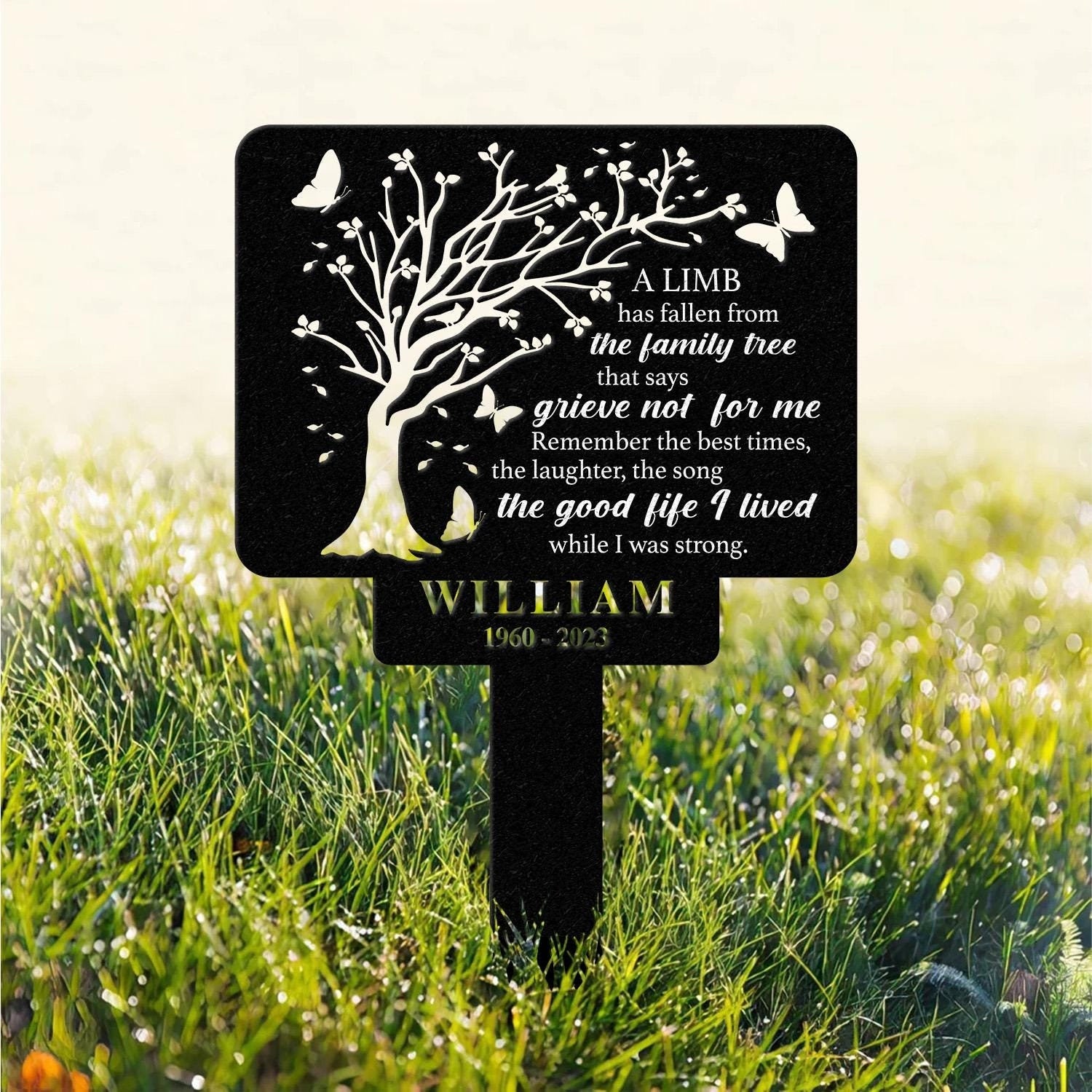 Personalized Memorial Stake Metal, Tree Of Life Memorial Stake, In Loving Memorial, Remembrance Stake, Sympathy Gift, Outdoor Grave Marker