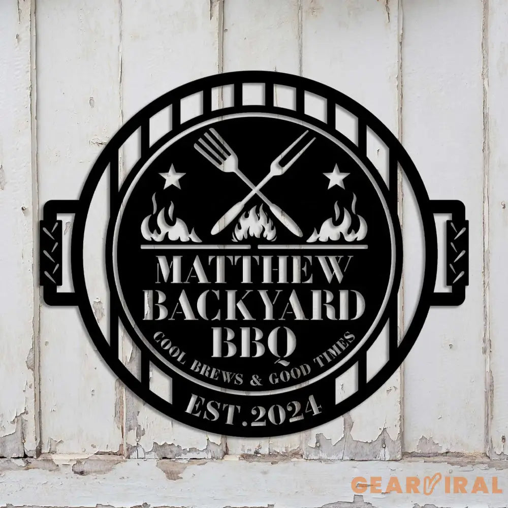 Personalized Metal Barbecue Wall Sign - Barbecue Sign for Outdoor - Barbeque Wall Art Decor - Large BBQ Sign | GearViral