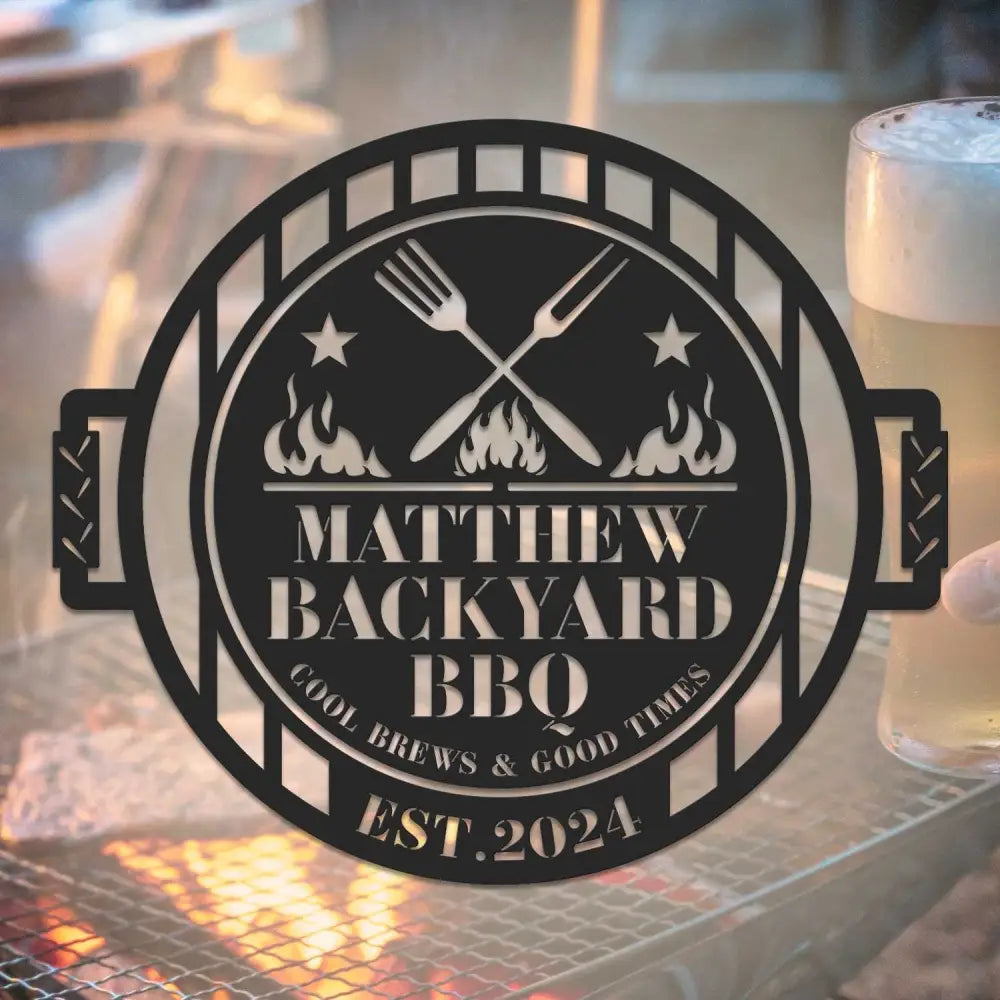 Personalized Metal Barbecue Wall Sign - Barbecue Sign for Outdoor - Barbeque Wall Art Decor - Large BBQ Sign | GearViral