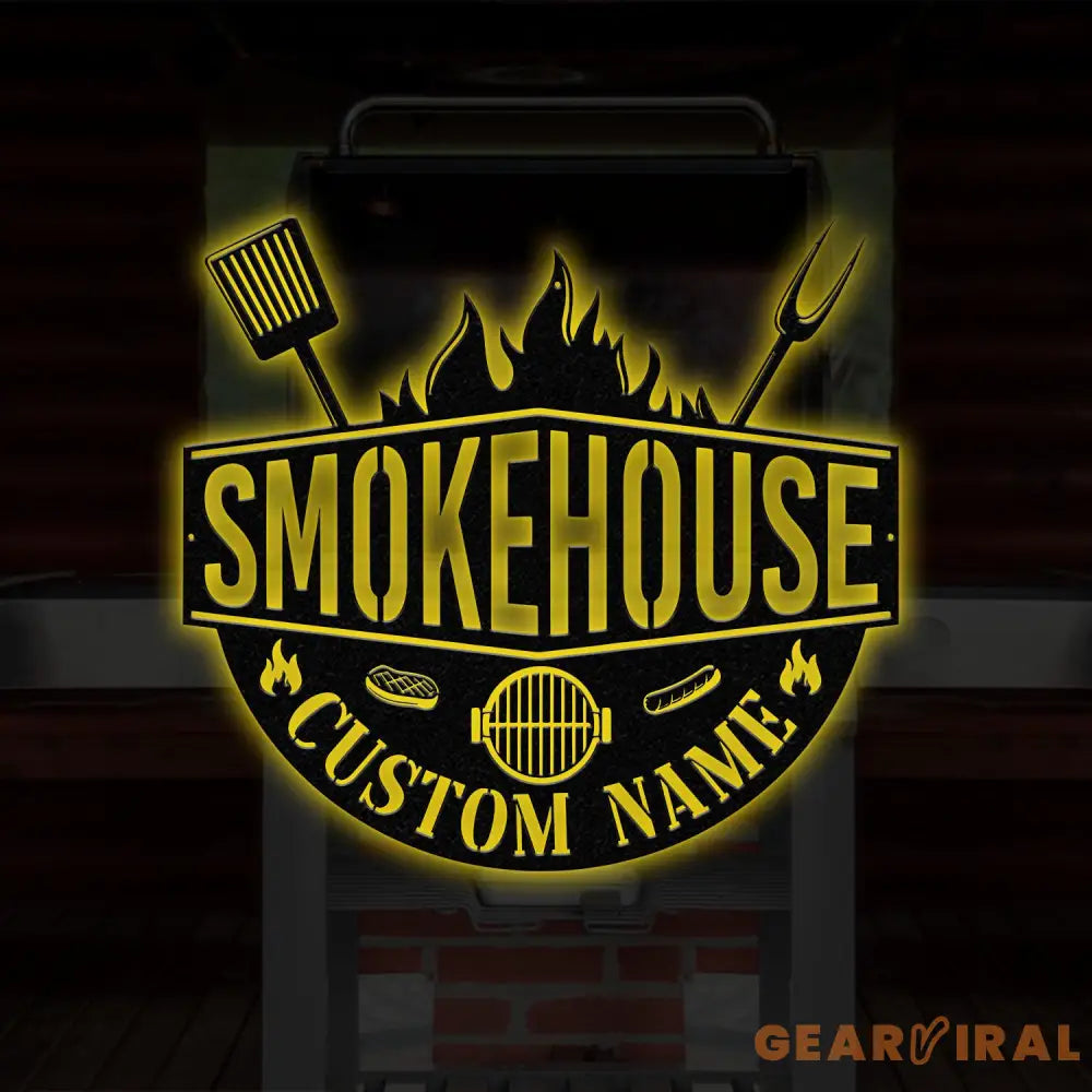 Personalized Metal Barbecue Wall Sign with Led Light Custom Grill Sign Barbecue Sign for Outdoor Large BBQ Sign