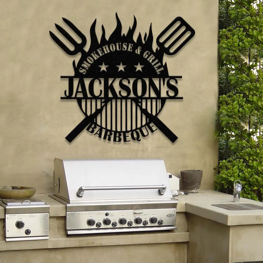 Personalized Metal Barbecue Wall Sign with Led Light Custom Grill Sign Barbecue Sign for Outdoor Large BBQ Sign