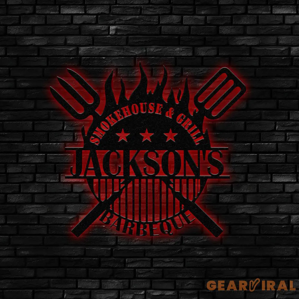 Personalized Metal Barbecue Wall Sign with Led Light Custom Grill Sign Barbecue Sign for Outdoor Large BBQ Sign