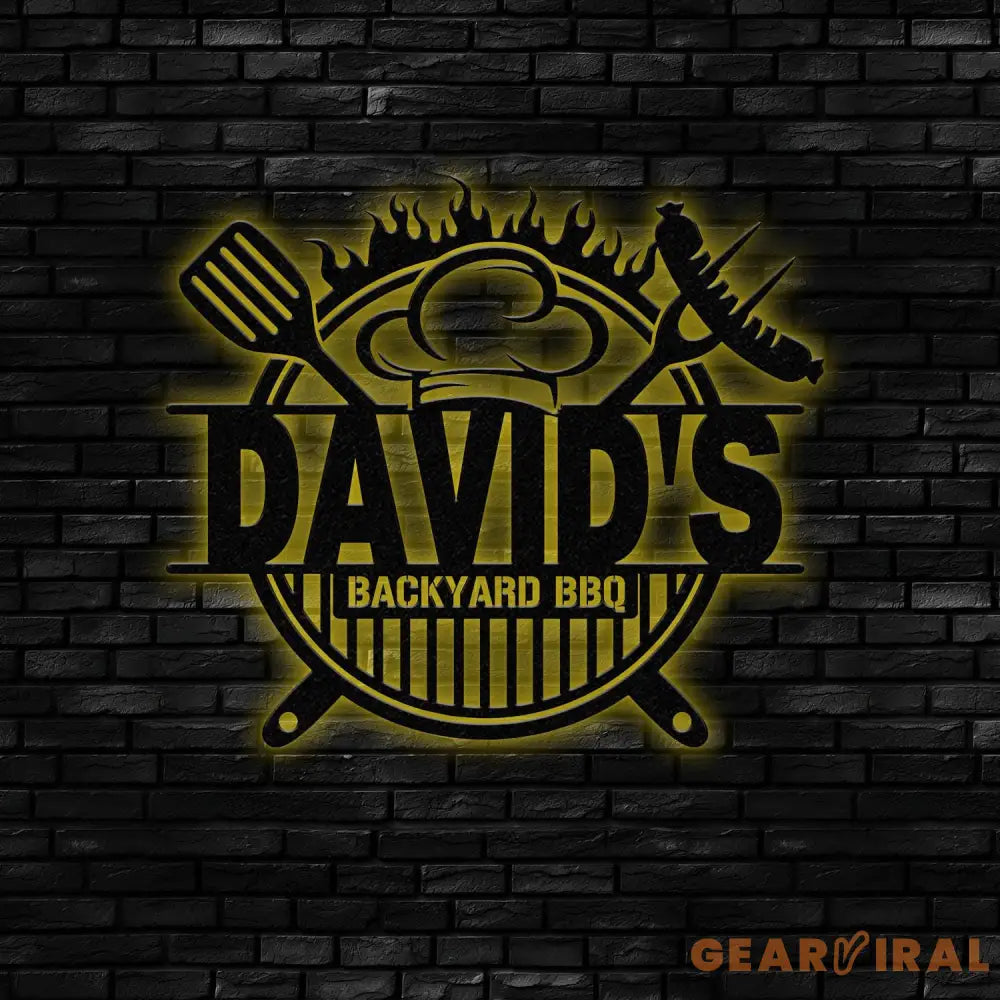 Personalized Metal Barbecue Wall Sign with Led Light Custom Grill Sign Barbecue Sign for Outdoor Large BBQ Sign