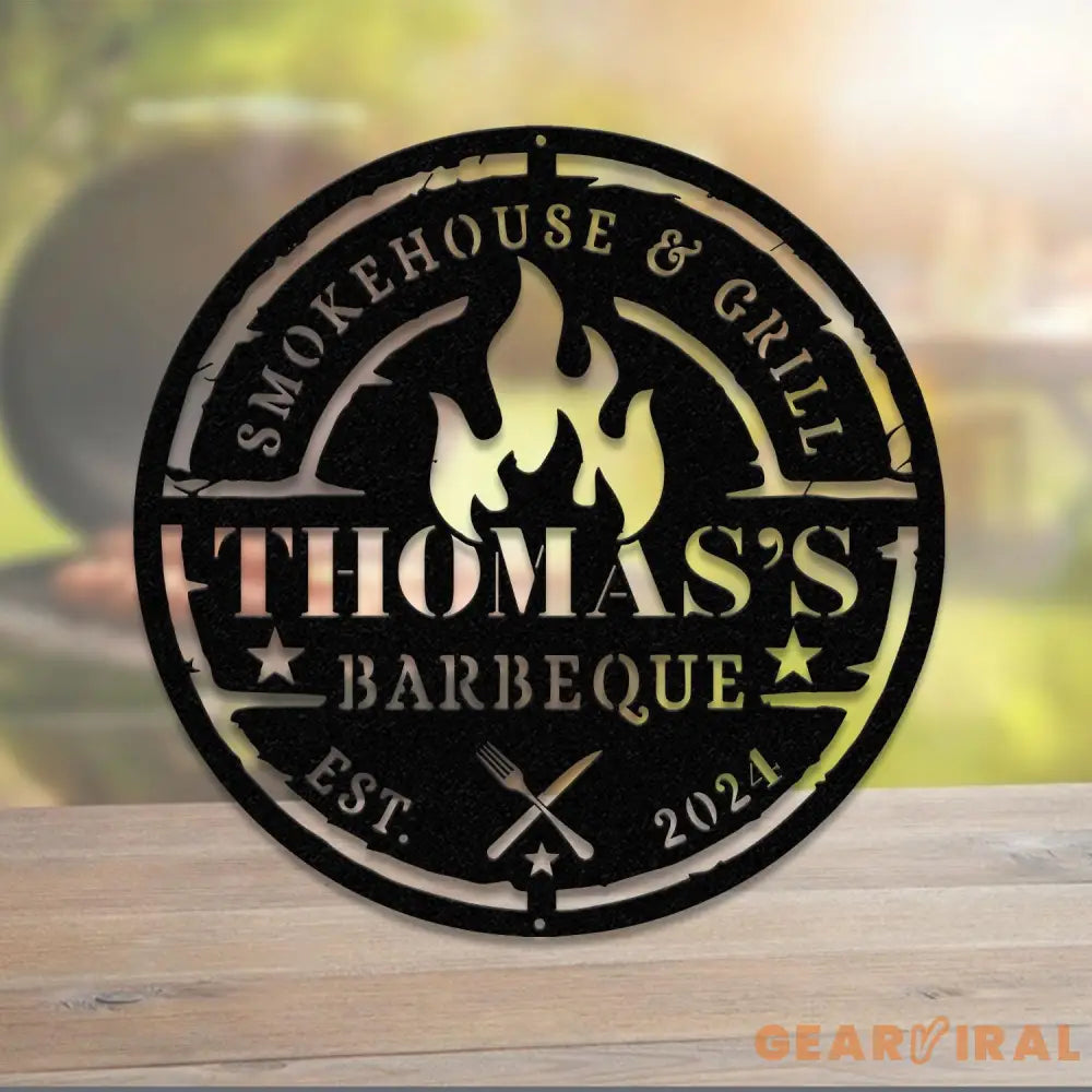 Personalized Metal Barbecue Wall Sign with Led Light Custom Grill Sign Barbecue Sign for Outdoor Large BBQ Sign