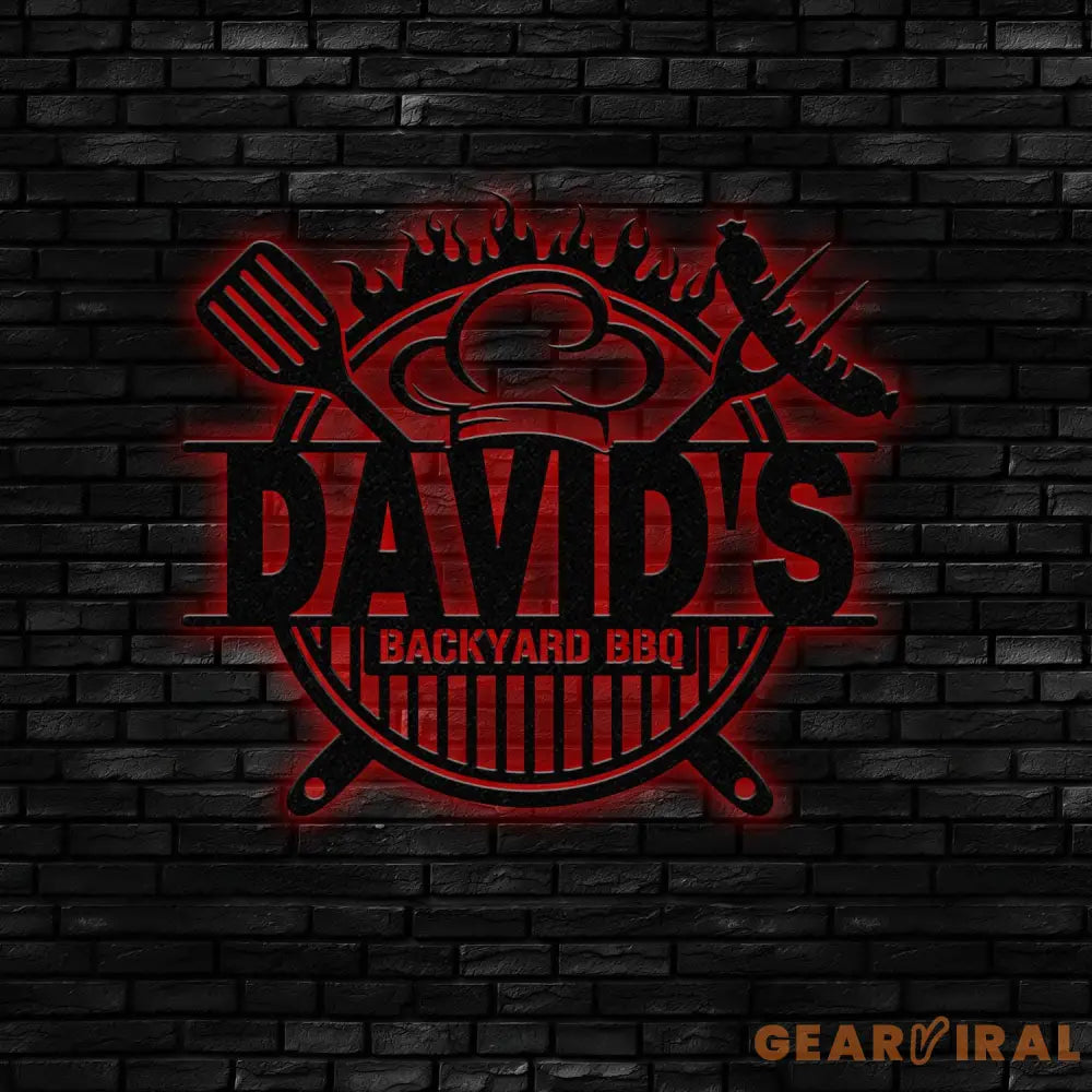 Personalized Metal Barbecue Wall Sign with Led Light Custom Grill Sign Barbecue Sign for Outdoor Large BBQ Sign