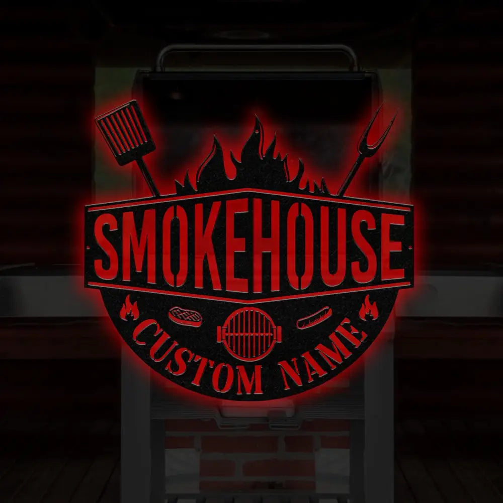 Personalized Metal Barbecue Wall Sign with Led Light Custom Grill Sign Barbecue Sign for Outdoor Large BBQ Sign