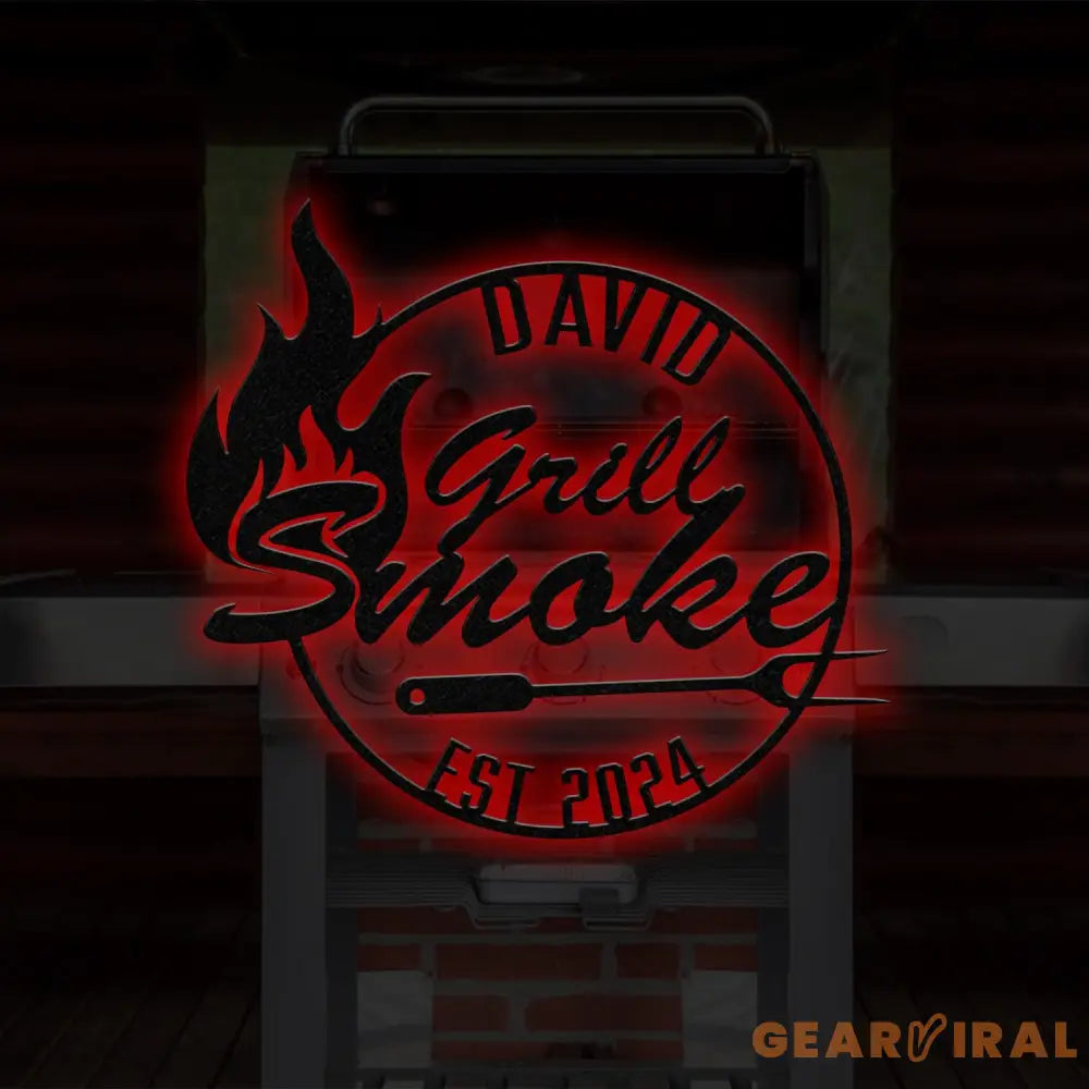 Personalized Metal Barbecue Wall Sign with Led Light Custom Grill Sign Barbecue Sign for Outdoor Large BBQ Sign