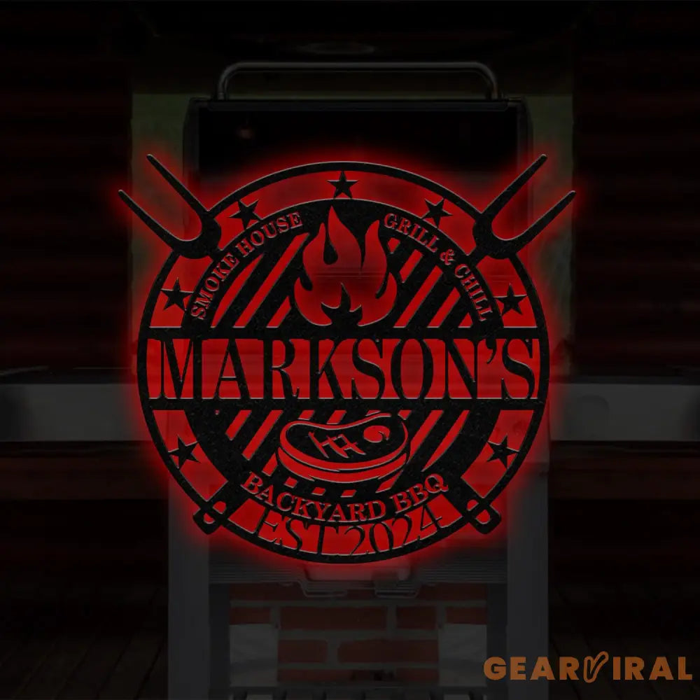 Personalized Metal Barbecue Wall Sign with Led Light Custom Grill Sign Barbecue Sign for Outdoor Large BBQ Sign