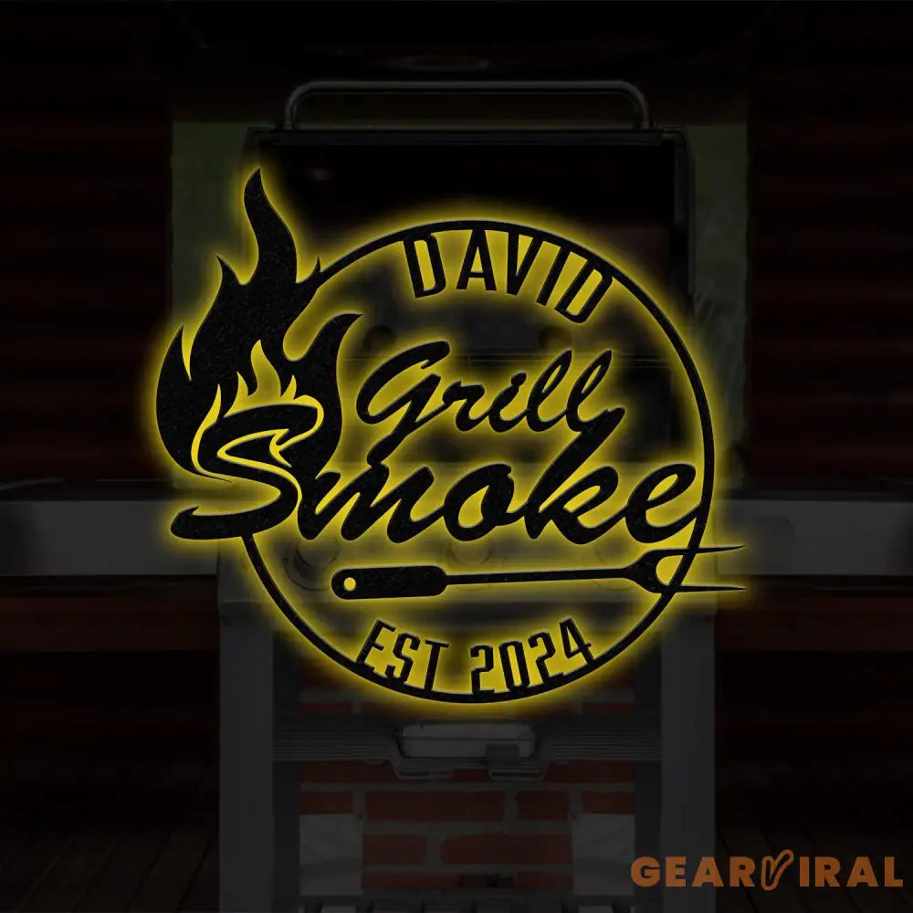 Personalized Metal Barbecue Wall Sign with Led Light Custom Grill Sign Barbecue Sign for Outdoor Large BBQ Sign
