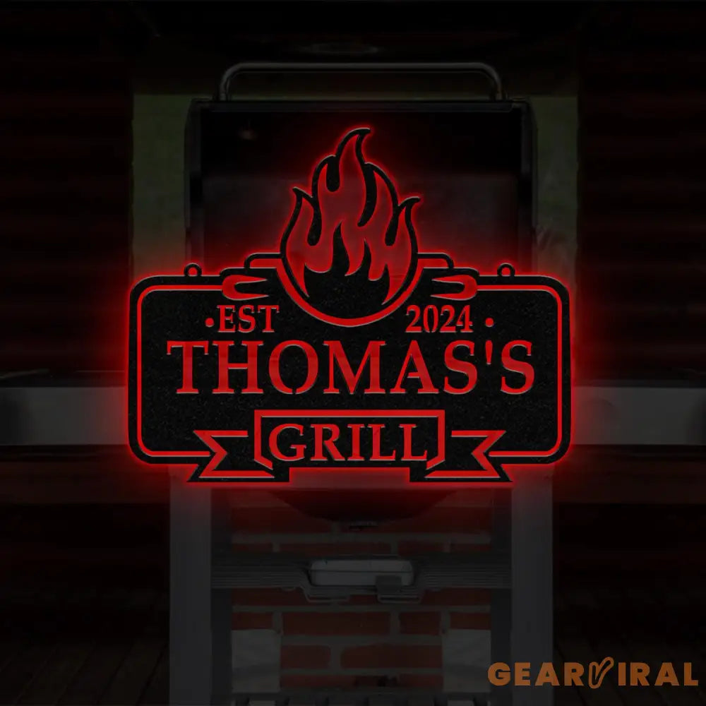 Personalized Metal Barbecue Wall Sign with Led Light Custom Grill Sign Barbecue Sign for Outdoor Large BBQ Sign