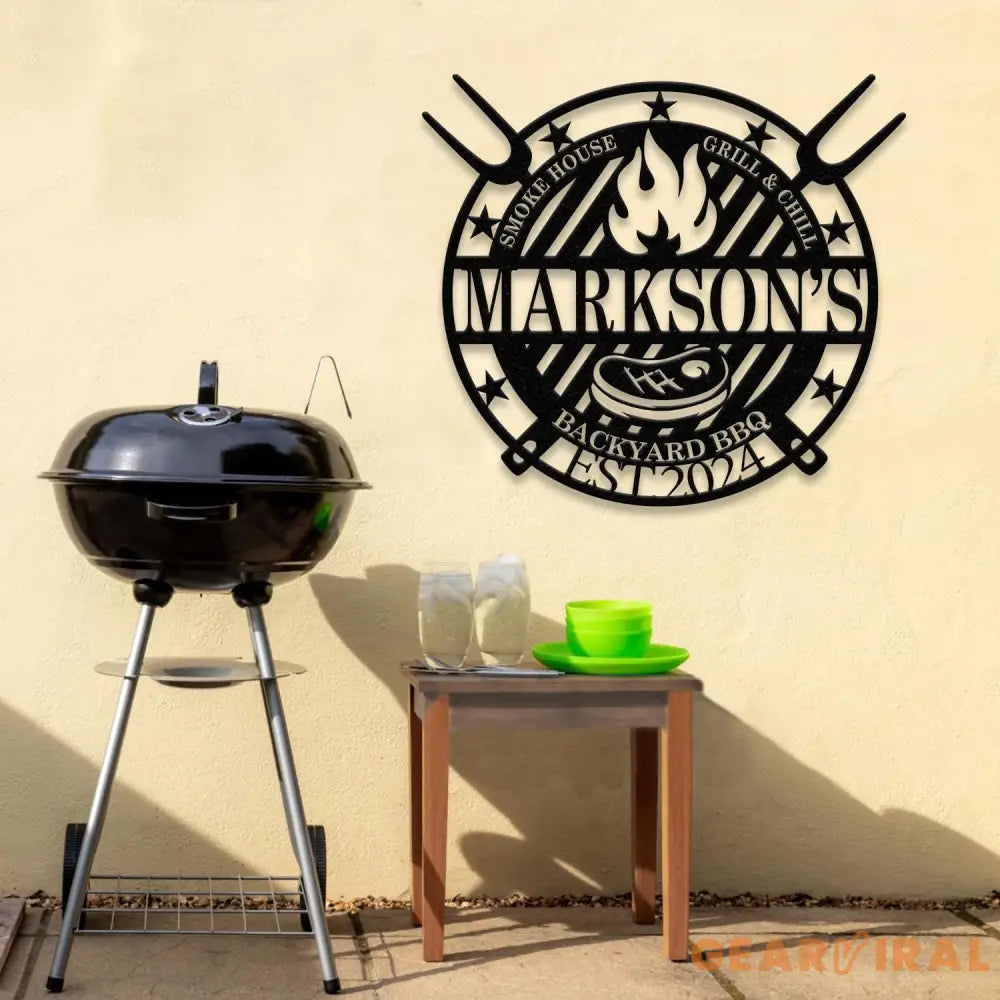 Personalized Metal Barbecue Wall Sign with Led Light Custom Grill Sign Barbecue Sign for Outdoor Large BBQ Sign
