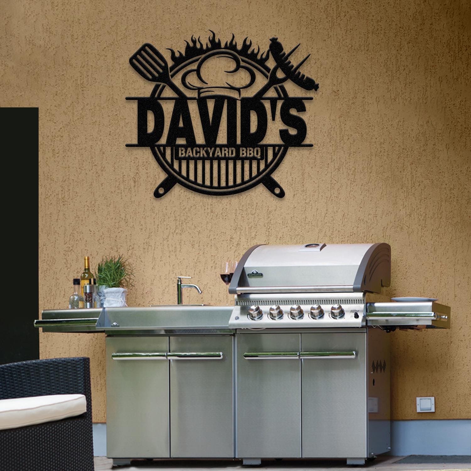 Personalized Metal Barbecue Wall Sign with Led Light, Custom Grill Sign, Barbecue Sign for Outdoor, Large BBQ Sign, Barbecue Wall Art Decor