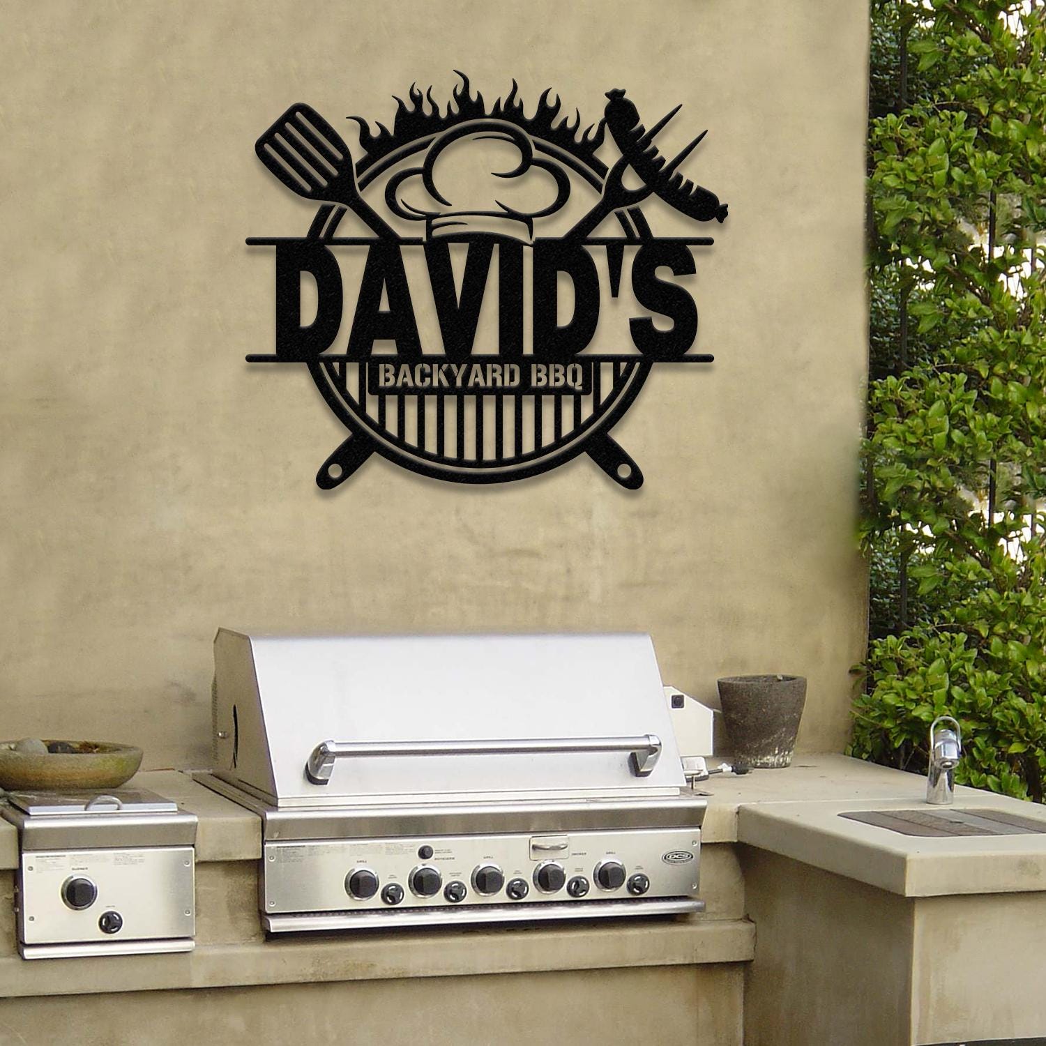 Personalized Metal Barbecue Wall Sign with Led Light, Custom Grill Sign, Barbecue Sign for Outdoor, Large BBQ Sign, Barbecue Wall Art Decor