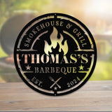 Personalized Metal Barbecue Wall Sign with Led Light, Custom Grill Sign, Barbecue Sign for Outdoor, Large BBQ Sign, Barbecue Wall Art Decor