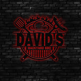 Personalized Metal Barbecue Wall Sign with Led Light, Custom Grill Sign, Barbecue Sign for Outdoor, Large BBQ Sign, Barbecue Wall Art Decor