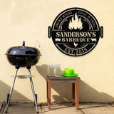 Personalized Metal Barbecue Wall Sign with Led Light, Custom Grill Sign, Barbecue Sign for Outdoor, Large BBQ Sign, Barbecue Wall Art Decor